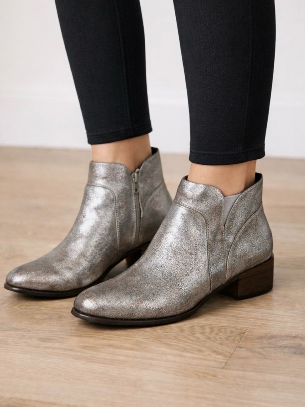 Seychelles Metallic Taupe Suede Ankle Booties